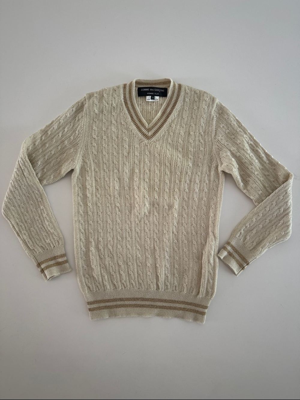 COMME des GARCONS Cream/Gold Cable Knit Sweater